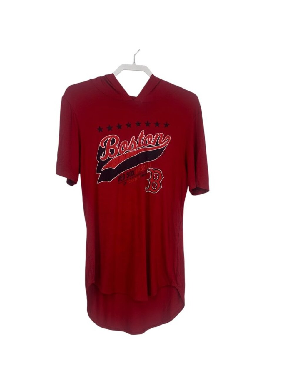 Majestic Threads Shirt Women's XL Boston Red Sox Hooded Hi-Low Short Sleeve Top